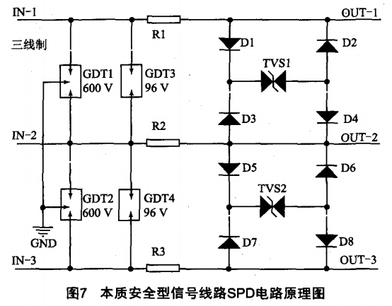 本質(zhì)安全型信號(hào)線路SPD電路原理圖 本質(zhì)安全型信號(hào)線路SPD電路原理圖